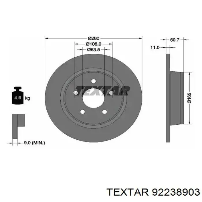 Тормозные диски 92238903 Textar