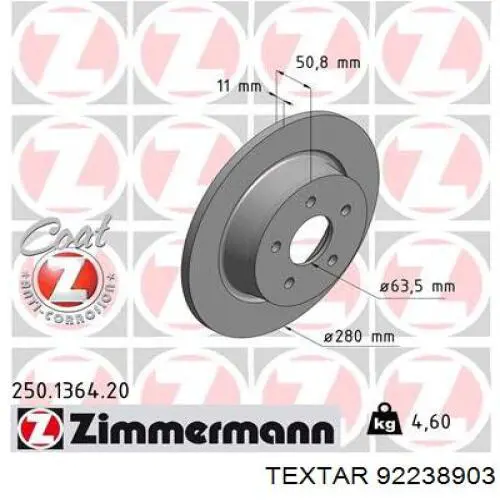 Тормозные диски 92238903 Textar
