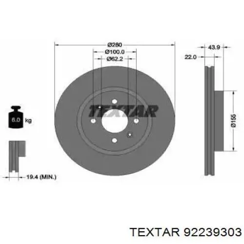 92239303 Textar тормозные диски