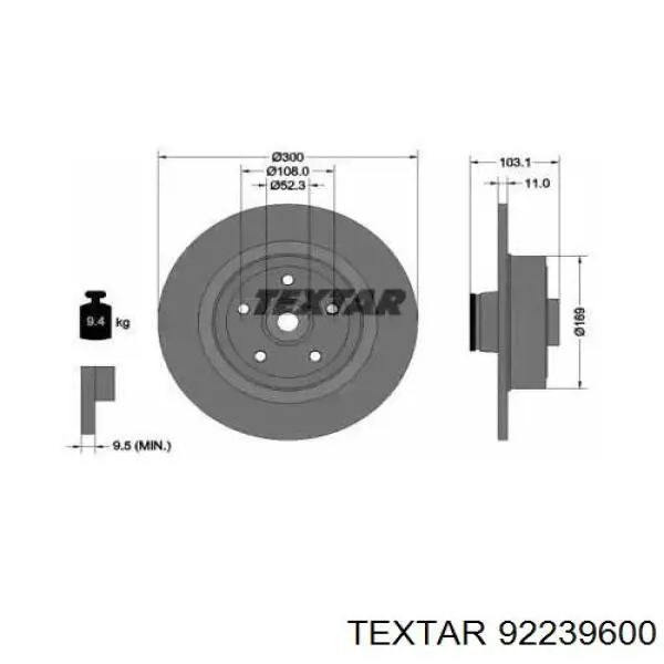 Тормозные диски 92239600 Textar