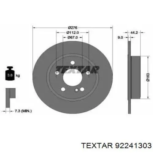 Тормозные диски 92241303 Textar