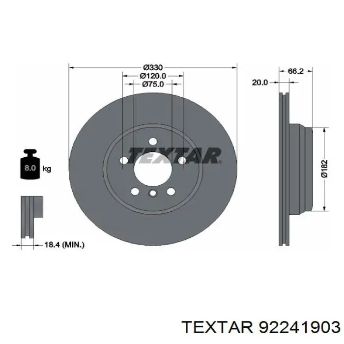 Тормозные диски 92241903 Textar