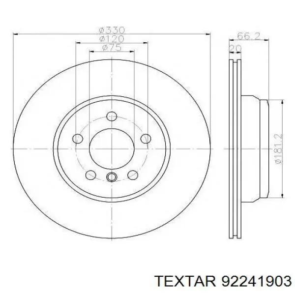 Задний тормозной диск Textar 92241903 цена, от 75.62 USD