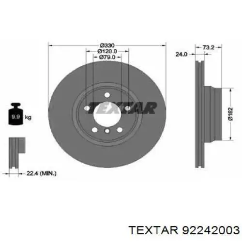 Передние тормозные диски 92242003 Textar