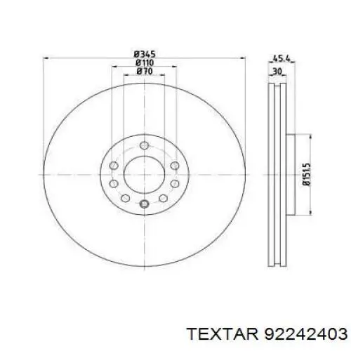 Передние тормозные диски 92242403 Textar