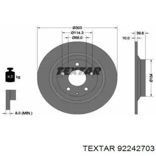 Тормозные диски 92242703 Textar