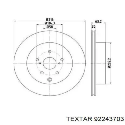 Тормозные диски 92243703 Textar