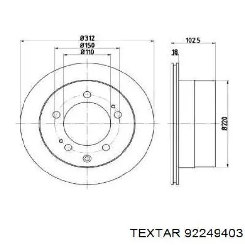 Тормозные диски 92249403 Textar