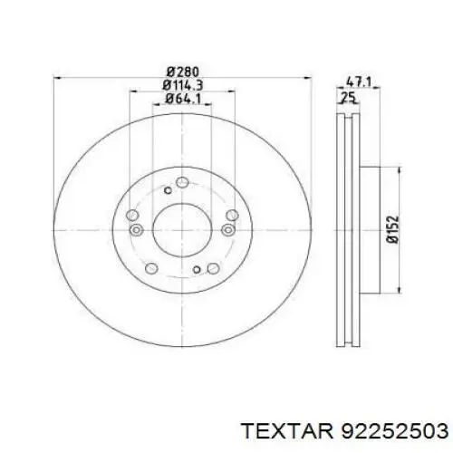 Передние тормозные диски 92252503 Textar