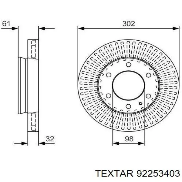 Тормоз дисковый передний Textar 92253403 цена, от 122.53 USD