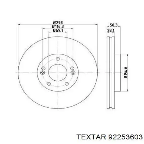 Передние тормозные диски 92253603 Textar