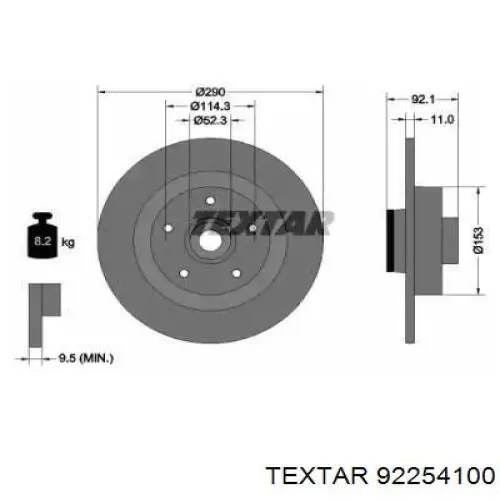 Тормозные диски 92254100 Textar