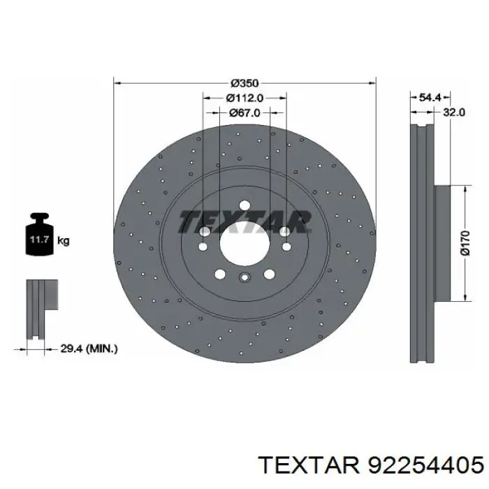 Передние тормозные диски 92254405 Textar