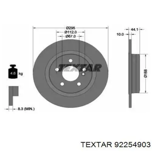 92254903 Textar disco do freio traseiro