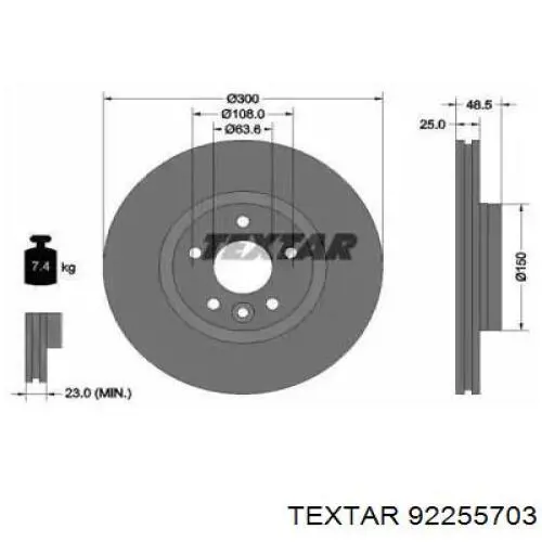 Передние тормозные диски 92255703 Textar