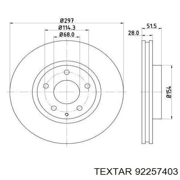 Передние тормозные диски 92257403 Textar
