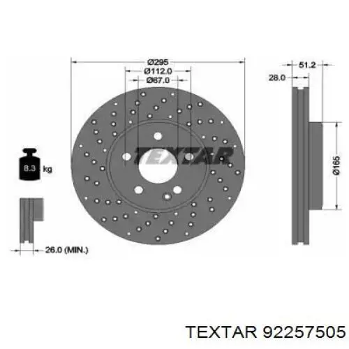 Передние тормозные диски 92257505 Textar