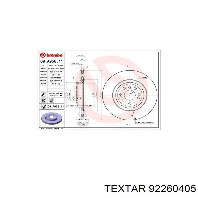 Передний тормозной диск Textar 92260405
