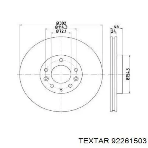 Передние тормозные диски 92261503 Textar