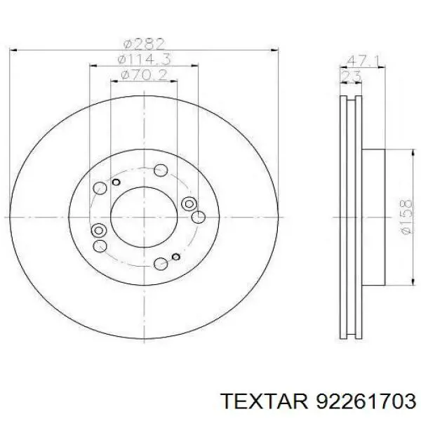 Купить 92261703 Textar Диск тормозной задний
