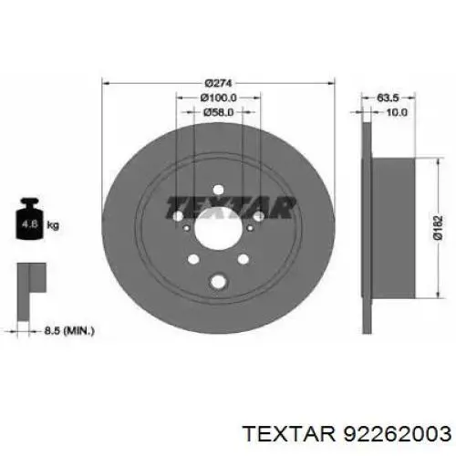 Тормозные диски 92262003 Textar