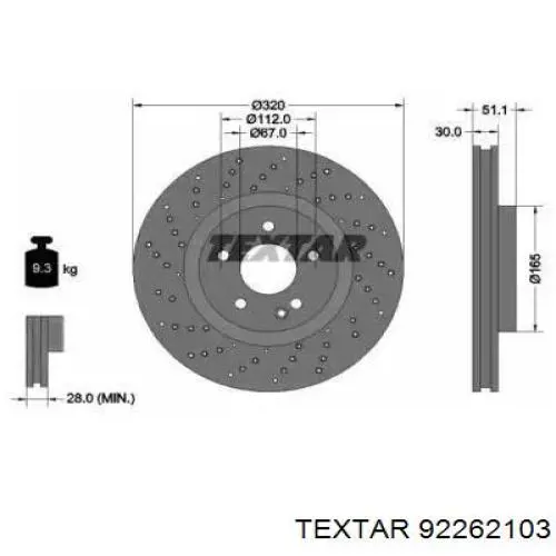 Передние тормозные диски 92262103 Textar