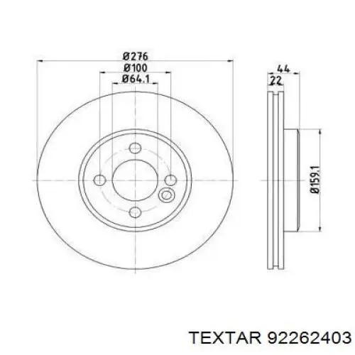 92262403 Textar передние тормозные диски