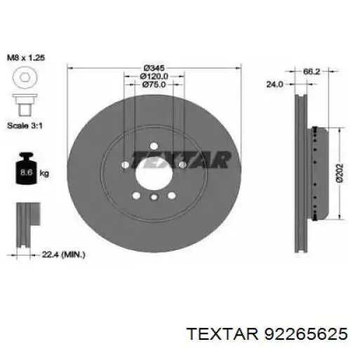 Тормозные диски 92265625 Textar