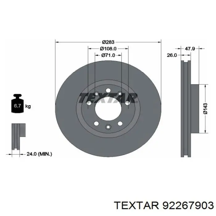 92267903 Textar диск тормозной передний