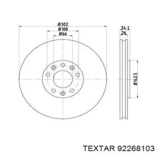 92268103 Textar Диск тормозной передний