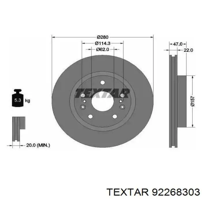 92268303 Textar disco do freio dianteiro