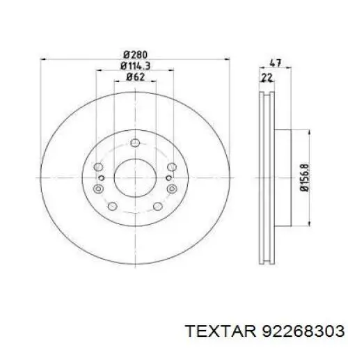 Freno de disco delantero 92268303 Textar