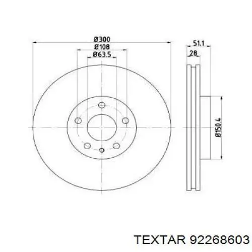 Передний тормозной диск Textar 92268603