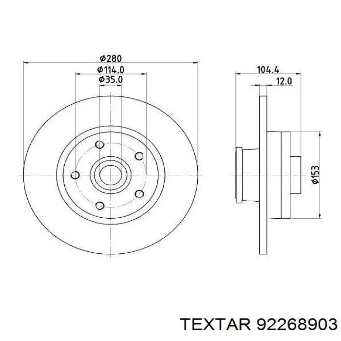 Диск тормозной задний TEXTAR 92268903