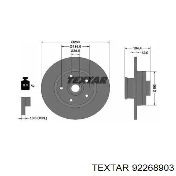 Compre 92268903 Textar Disco do freio traseiro