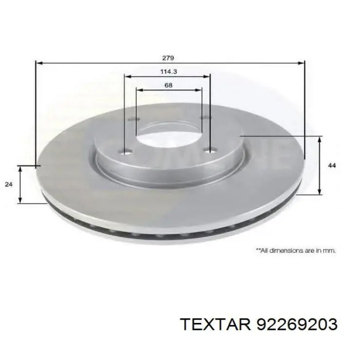 Передний тормозной диск Textar 92269203