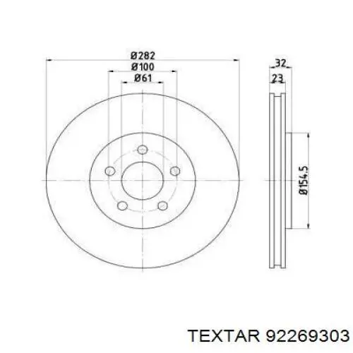 Передние тормозные диски 92269303 Textar