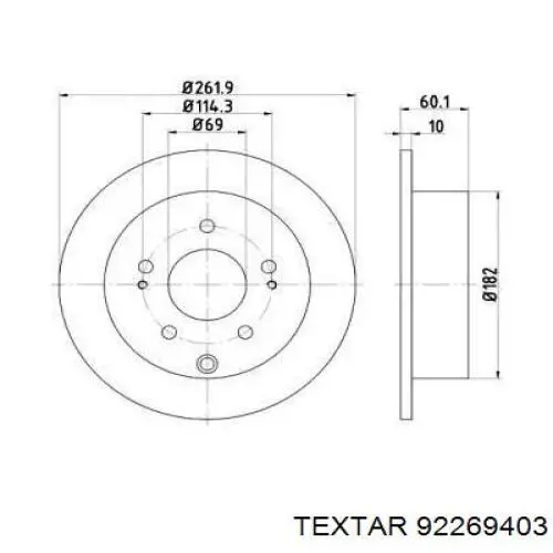 Диск гальмівний задній 92269403 Textar