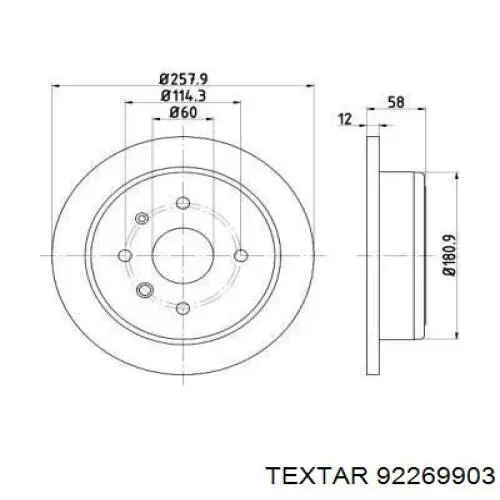 Тормозные диски 92269903 Textar