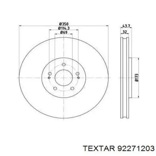 Передние тормозные диски 92271203 Textar