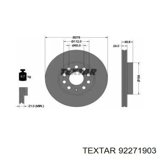 Тормоз дисковый передний Textar 92271903 цена, от 54.07 USD