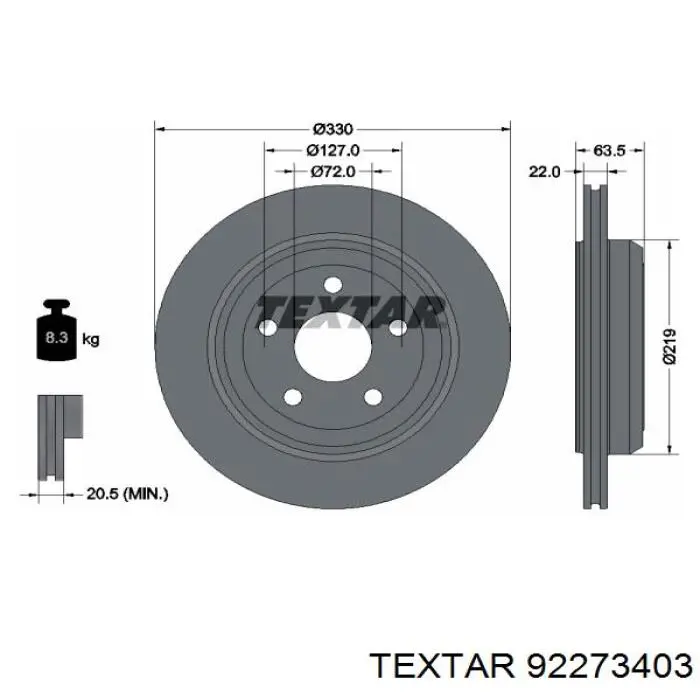 92273403 Textar тормозные диски