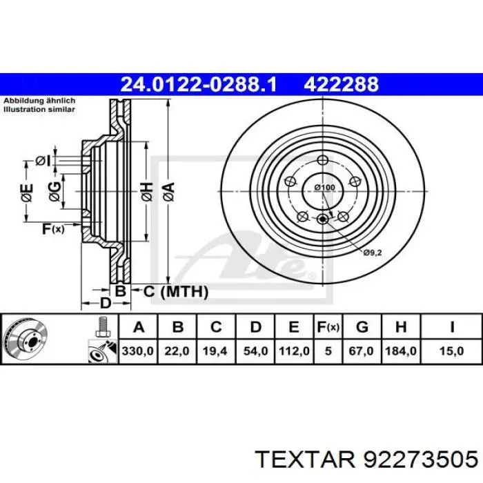Тормозные диски 92273505 Textar