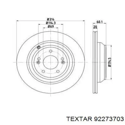 Тормозные диски 92273703 Textar