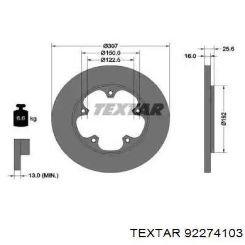 Тормозные диски 92274103 Textar