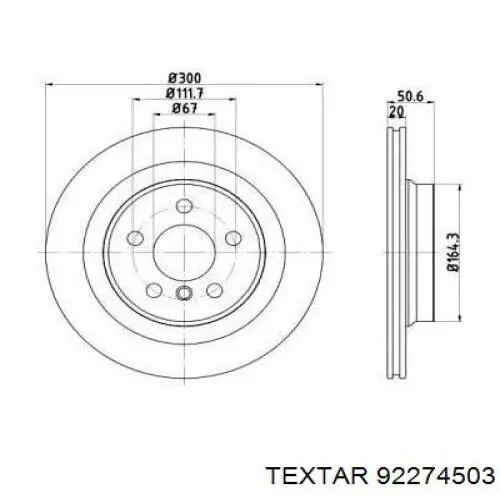 92274503 Textar disco do freio traseiro