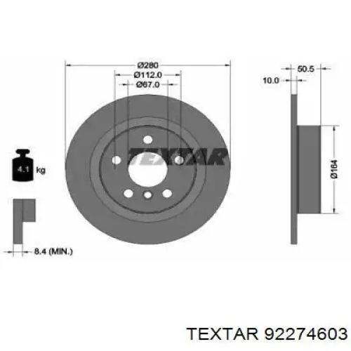 92274603 Textar disco do freio traseiro