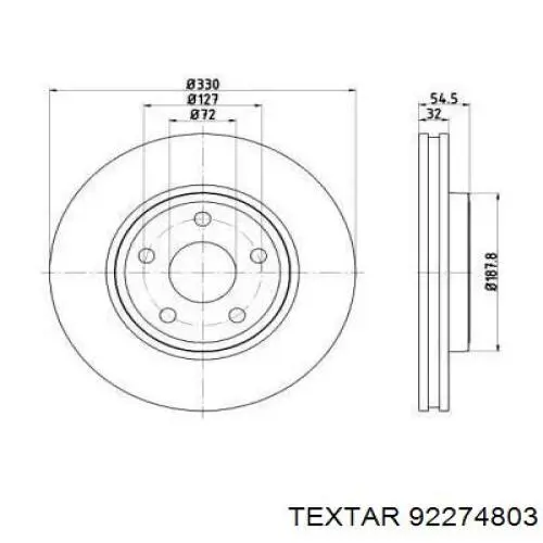 Передние тормозные диски 92274803 Textar