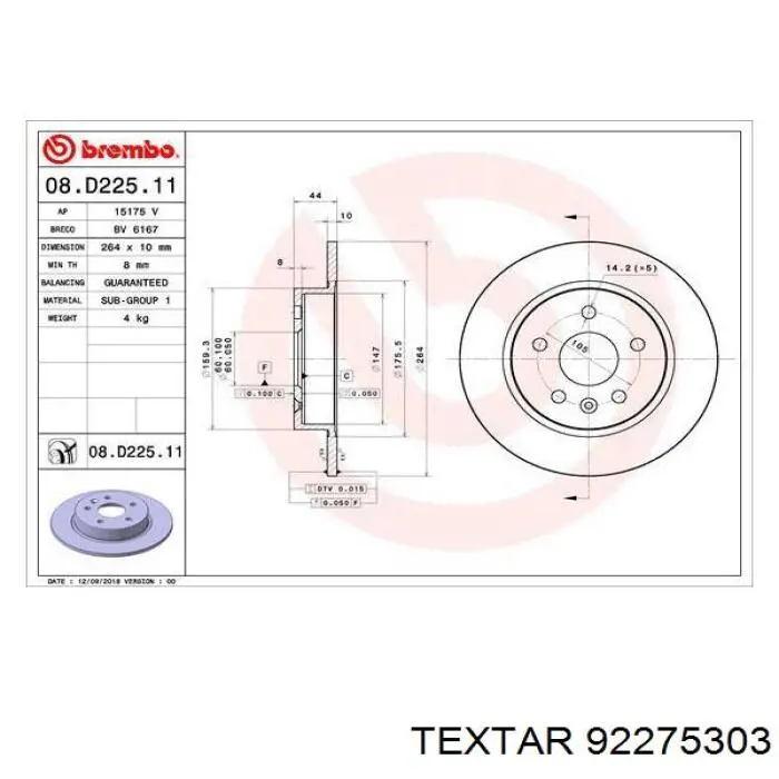 Тормозные диски 92275303 Textar
