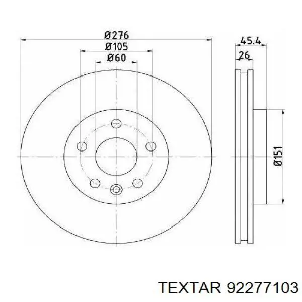 Тормоз дисковый передний Textar 92277103 цена, от 79.49 USD